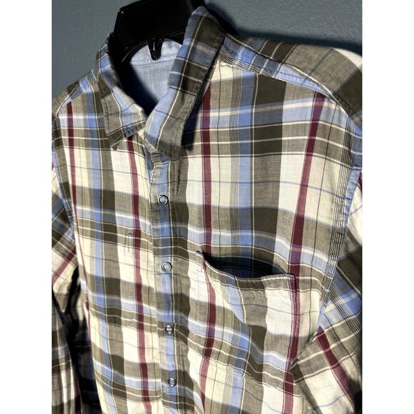 Men's multicolor Plaid long sleeve button front shirt size medium - Picture 3 of 8